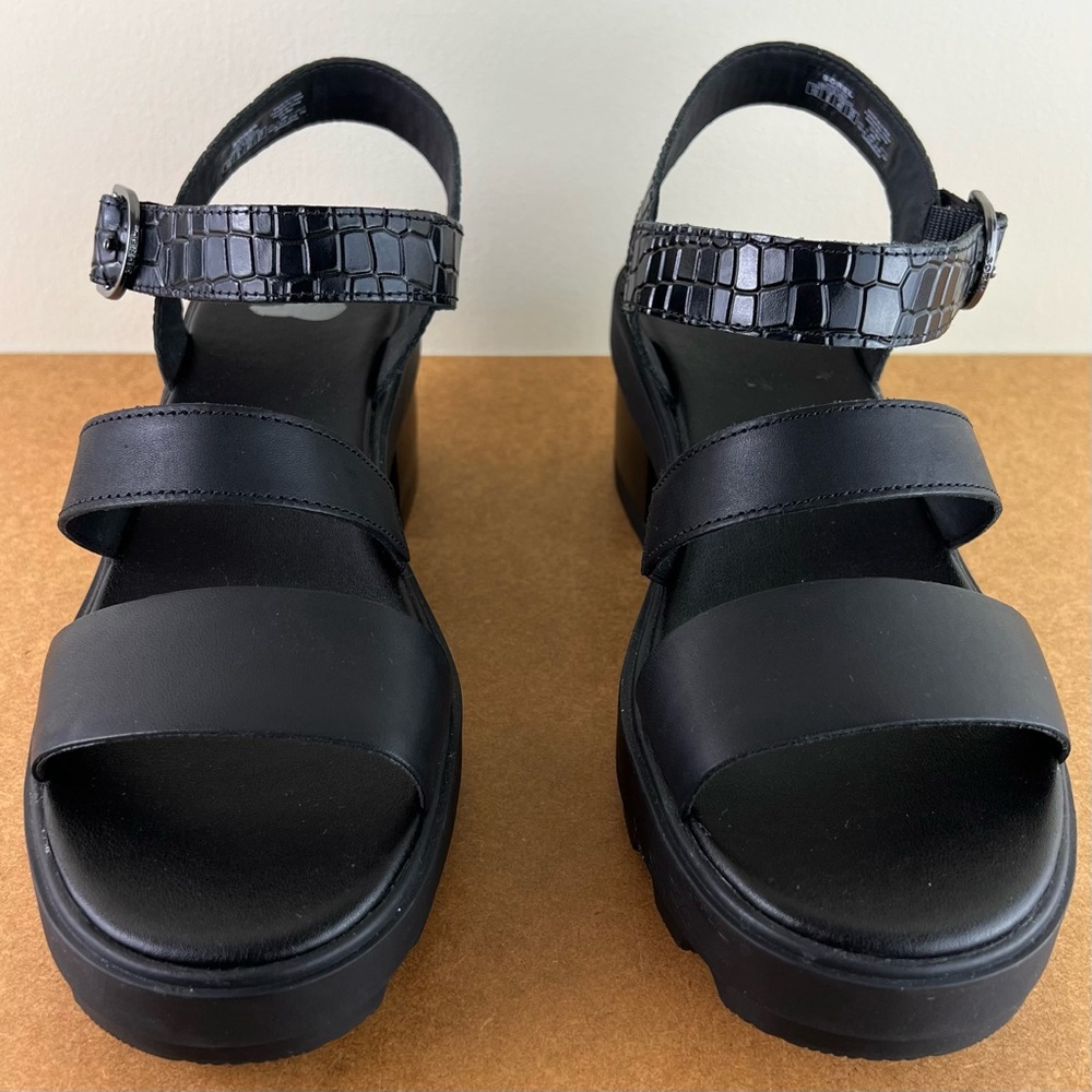 NEW SOREL BLACK LEATHER SANDALS - Picture 9 of 12